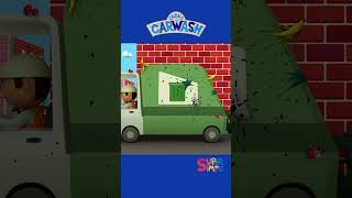 Yuck Can Carl brush off the guck on Guss garbage truck shorts carlscarwash kidsvideo [upl. by Demahum]