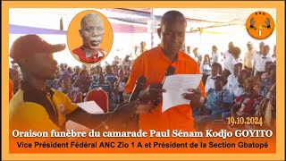 Oraison funèbre du camarade Paul Sénam Kodjo GOYITO [upl. by Yelnet897]