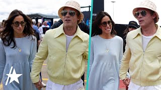 Brad Pitt amp Ines De Ramon HOLD HANDS At British Grand Prix [upl. by Sink]