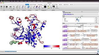 Color a protein by Calpha RMSD using ChimeraX [upl. by Koblick]