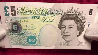 Banknotes 5 pounds 2002 UK [upl. by Herries]