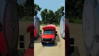 Cargo Truck amp Buses vs 3 Giant Bollard Crash shorts beamngdrive bus [upl. by Eduard997]