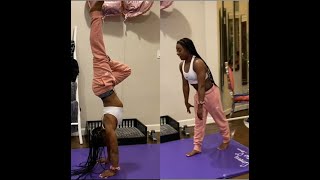 Olympian Simone Biles Shows Crazy Balance In Handstand Challenge [upl. by Woll]