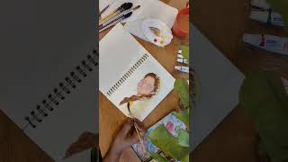 Watercolor after 2 years । art draw watercolor portrait drawing watercolors brustro [upl. by Aivartal]