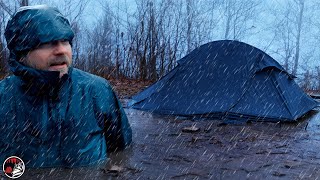 Storm Camping Along a Gorge in Heavy Rain and Storms  ASMR Camping Adventure [upl. by Asiole]