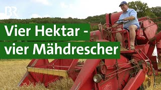 LandtechnikSammler Getreideernte mit OldtimerMähdreschern  Unser Land  BR [upl. by Ridan948]