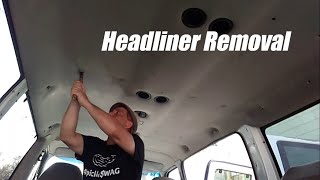 Ford E350 Van Life Day 10 Removing the headliner and an idea for vents [upl. by Smallman445]