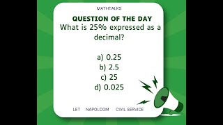 What is 25 expressed as a decimala 025b 25c 25d 0025 [upl. by Aryajay936]