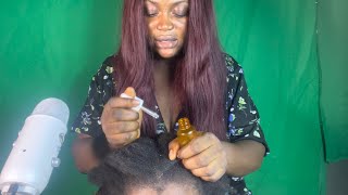 ASMR✨NO GUM SOFT WHISPER SCALP OILING ON MY COUSIN HAIR PARTING AND SCRATCHING SOUND [upl. by Nosaes210]