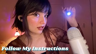 ASMR  Follow My Instructions For Sleep Fast Paced Whispers Tests Visuals Mouth Sounds [upl. by Enaitsirhc]