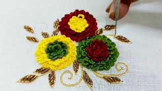 Ring French Knots embroidery Aari work ring french knots tutorial Designer razi [upl. by Ybreh]