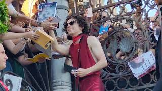 Timothee Chalamet runs up the stairs to take selfies with fans in Venice [upl. by Garfinkel]