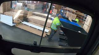 Unloading container with import plywood from brazil with forklift POV [upl. by Otrebron298]