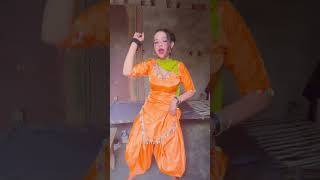 Girl in Orange Satin Silk Dancing with Punjabi Song [upl. by Hesta]