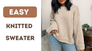 Easy knitted sweater tutorial  Free Knitted Sweater Pattern  No sewing knit sweater [upl. by Everest]