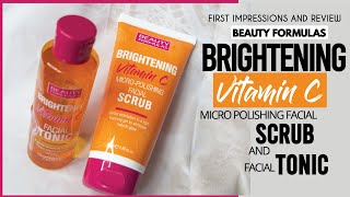 Beauty Formulas BRIGHTENING VITAMIN C Micropolishing Facial Scrub and Facial TONIC  Review [upl. by Onibas]