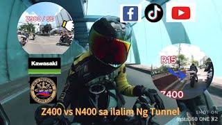 Ninja 400 Vs Z400 at tunnel of Qave Edsa tunnel fypシ ninja400 motovlog kawasaki z400 [upl. by Leo]