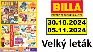 BILLA Velký leták ✅ Leták platnost od 30102024 do 05112024  AKTUÁLNÍ NABÍDKOVÉ A KATALOGY [upl. by Hulbard]