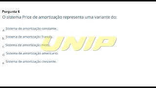 UNIP  Matemática Financeira  Questionário Unidade II  Pergunta 6 [upl. by Batha851]