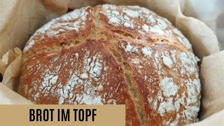 Brot backen im Topf Rezept  Brot selber backen mit Trockenhefe  no knead bread [upl. by Aniret]