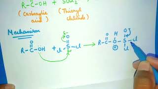 Mechanism of the reaction between Carboxylic acid RCOOH and thionyl chloride SOCl2 [upl. by Micheline718]