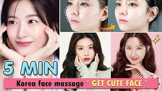 5 MIN Get Cute Face amp Slim Face Reduce Wide Face Cheekbone Reduction  Korean Face Massage [upl. by Onil]