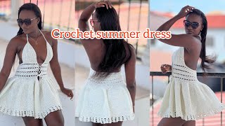 How to crochet a summer dressEasy crochet dress [upl. by Yeltihw]