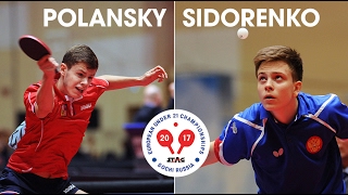 Томаш Полански  Владимир Сидоренко STAG 2017 ITTF European Under 21 Championships [upl. by Nodnas]