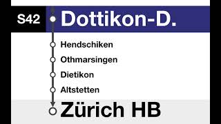 ZVV Ansagen  S42 Zürich HB – Dietikon – Muri AG – Dietikon – Zürich HB [upl. by Anamor]