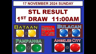 STL 1ST Draw 11AM Result STL Bataan Bulacan Pampanga Angeles 17 November 2024 SUNDAY [upl. by Idnod225]