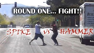 Vegas Road Rage Fight Spike vs Hammer streefighter [upl. by Obbard]