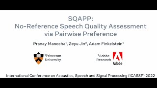 ICASSP 2022 SQAPP Noreference Speech Quality Assessment via Pairwise Preference [upl. by Demahum]