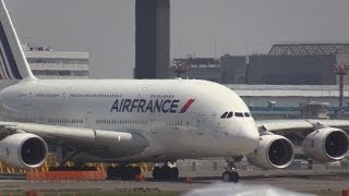 離陸するAir France A380 と 着陸アプローチが早過ぎて翻弄されるFedEx B777F  RJAA  04 May 2014 [upl. by Viole]