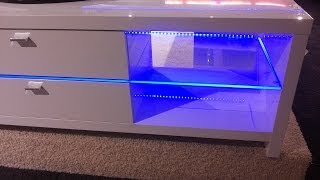 Blue LED Lights Edge Lit Glass Tv Table Backlighting How to Install Blaue LCD Tv Wand  Tisch [upl. by Eirac]