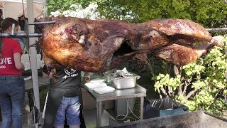 Whole Pork Roasted Kebab and More Street Food in Minsk Belarus [upl. by Aniara]