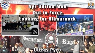 Ayr Mob Out in Force Looking for Killie  Somerset Ragazzi Pyro  Ayr United 3  Kilmarnock 2 [upl. by Jepson]