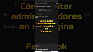 Cómo quitar administradores en mi página de Facebook shorts facebook redessociales [upl. by Brighton]