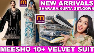 Meesho🌸🛍️10 Partywear Velvet Suit Haul  Honest Review 😎  New Arrivals  Sharara SetGownKurta [upl. by Hawkie]