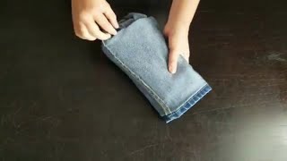 Como doblar un jeans para viaje y ahorrar espacio  doblar pantalones para mochila [upl. by Roana]