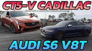 Audi S6 V8T vs CT5V Blackwing 3 round Drag Racing [upl. by Rodavlas]