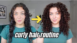 FULL UPDATED CURLY HAIR ROUTINE  3A  3B Curls  Medium Density [upl. by Etnomal901]