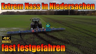 Striegelen von Roggen und Triticale mit Drohnenaufnahmen Treffler Striegel und John Deere 6150R [upl. by Dazraf]