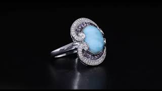 Larimar Tanzanite amp Moissanite Ring in Rhodium over Sterling Silver 640ctw [upl. by Bishop994]