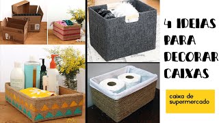 DIY 4 ideias para decorar caixas de papelão  Faça você mesmo [upl. by Marcelline]