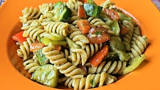 Easy Pasta Salad Recipe I eat every week   Basil pesto dressing [upl. by Kenney]