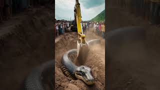 Wow Amazing  Excavator catches anaconda anaconda snake animals giant shortvideo shorts [upl. by Ridgley]