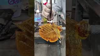 Craftsmens technique for making glass leaves [upl. by Alesram]