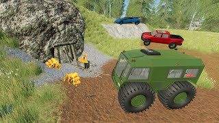 Finding cave full of gold while mudding  Farming Simulator 22 [upl. by Melessa]