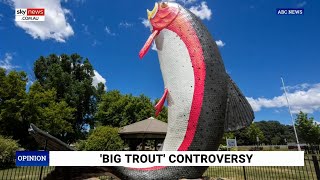 ‘Hideous’ A Big Trout’s makeover in a NSW town leaves locals horrified [upl. by Ellerrad357]