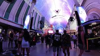 Fremont Street Saturday Afternoon Las Vegas crowds are starting to gather [upl. by Yemarej]